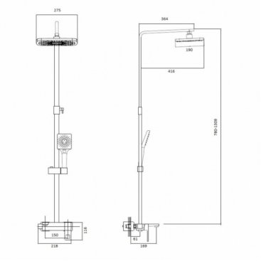 Душевая стойка Haiba HB24615-7 черная матовая