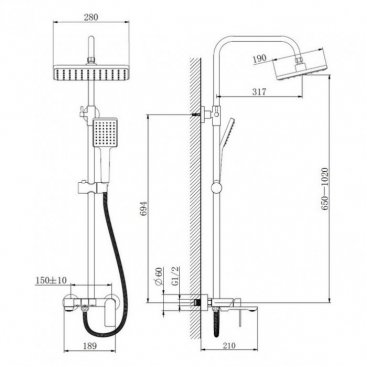 Душевая стойка Haiba HB24639-7 черная матовая