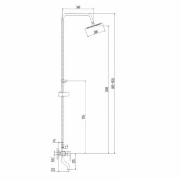 Душевая стойка Haiba HB24801-2 сталь матовая