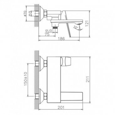 Смеситель для ванны Haiba HB60533-3 сталь оружейная