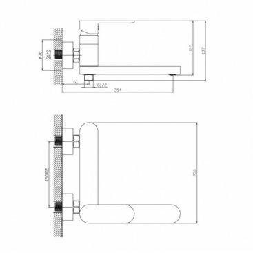 Смеситель для ванны Haiba HB61590-7 черный матовый