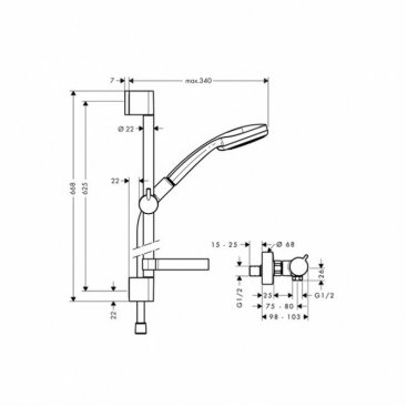 Душевой гарнитур с термостатом Hansgrohe Croma 100 Vario 27034000