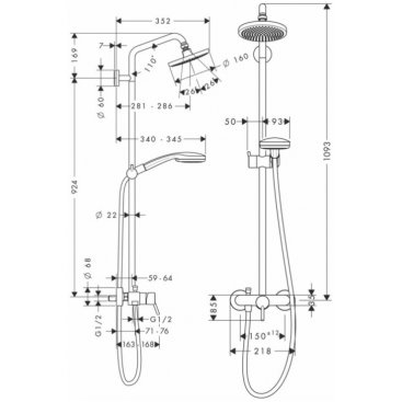 Душевая стойка Hansgrohe Croma 100 27154000