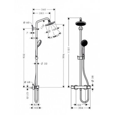 Душевая стойка Hansgrohe Croma 160 Showerpipe 27135000