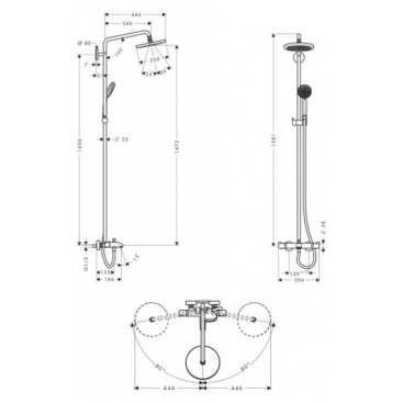 Душевая стойка Hansgrohe Croma 220 Showerpipe 27223000