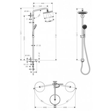 Душевая стойка Hansgrohe Croma 220 Showerpipe Reno 27224000