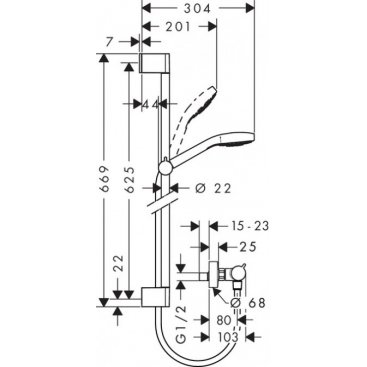 Душевой гарнитур с термостатом Hansgrohe Croma Select E Vario 27081400