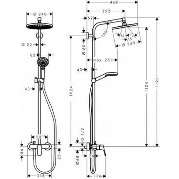 Душевая стойка Hansgrohe Crometta S 240 Showerpipe 27269000