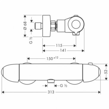 Термостат для душа Hansgrohe Ecostat Ecomax 13356000