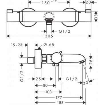 Термостат для ванны Hansgrohe Ecostat Comfort 13114670