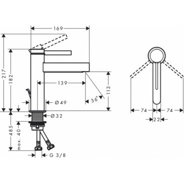 Смеситель для раковины Hansgrohe Finoris 76020000