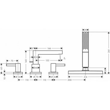 Смеситель на борт ванны Hansgrohe Finoris 76444700