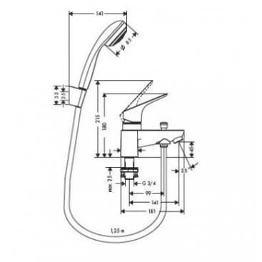 Смеситель на борт ванны Hansgrohe Focus 31521000