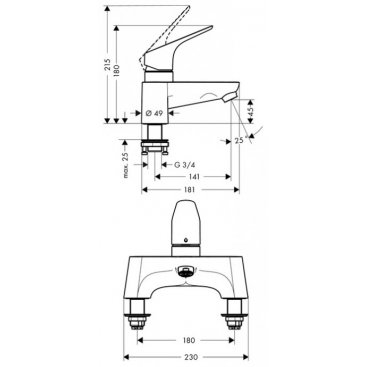 Смеситель на борт ванны Hansgrohe Focus 31523000