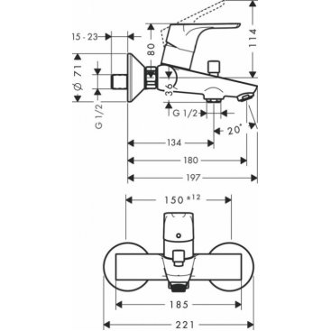 Смеситель для ванны Hansgrohe Focus 31940000