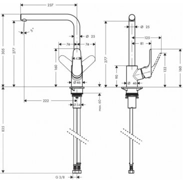 Смеситель для кухни Hansgrohe Focus M41 73881000