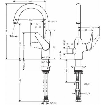 Смеситель для кухни Hansgrohe Focus M42 71803000