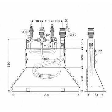 Скрытая часть смесителя для ванны Hansgrohe 13444180