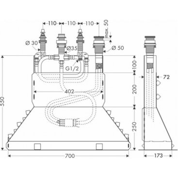 Скрытая часть смесителя для ванны Hansgrohe 15480180