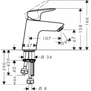 Смеситель для раковины Hansgrohe Logis 71074000