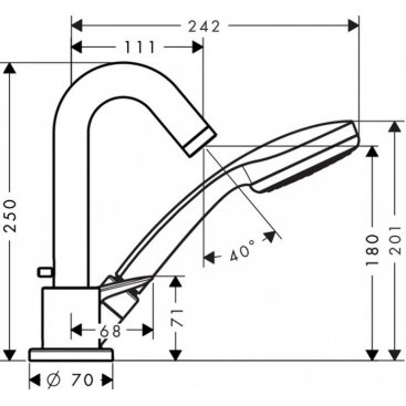Смеситель на борт ванны Hansgrohe Logis 71310000