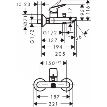 Смеситель для ванны Hansgrohe Logis 71400000