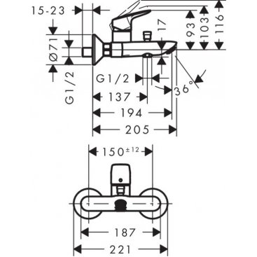 Смеситель для ванны Hansgrohe Logis 71401000