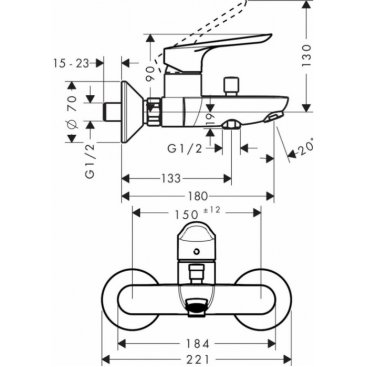 Смеситель для ванны Hansgrohe Logis E 71403000