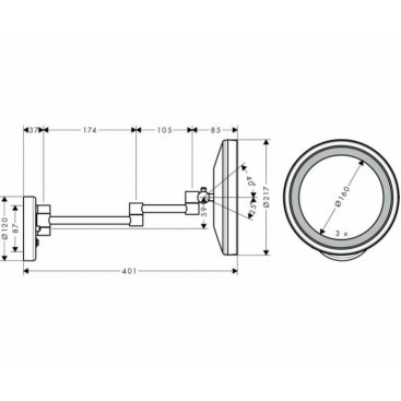 Зеркало косметическое Hansgrohe Logis Universal 73560000