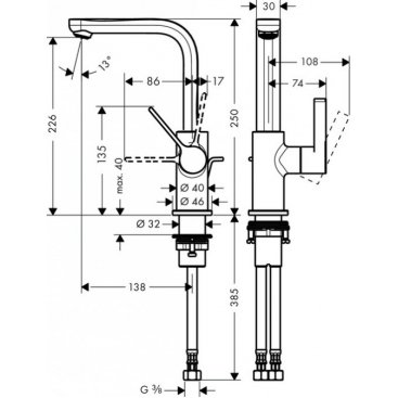 Смеситель для раковины Hansgrohe Metris S 31159000