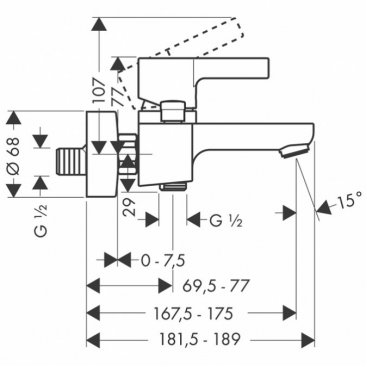 Смеситель для ванны Hansgrohe Metris S 31460000