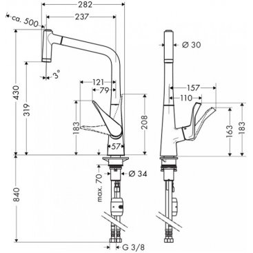 Смеситель для кухни Hansgrohe Metris 320 14820800