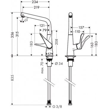 Смеситель для кухни Hansgrohe Metris 14822800