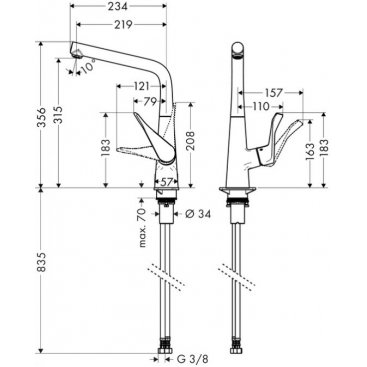 Смеситель для кухни Hansgrohe Metris 320 14823000