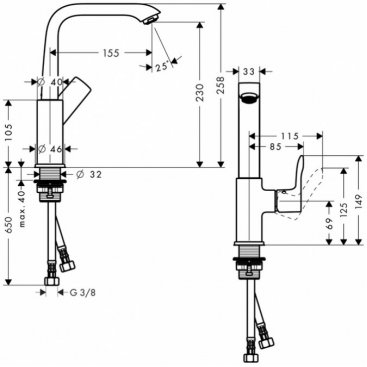 Смеситель для раковины Hansgrohe Metris 230 31081000