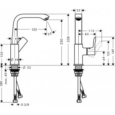 Смеситель для раковины Hansgrohe Metris 230 31187000