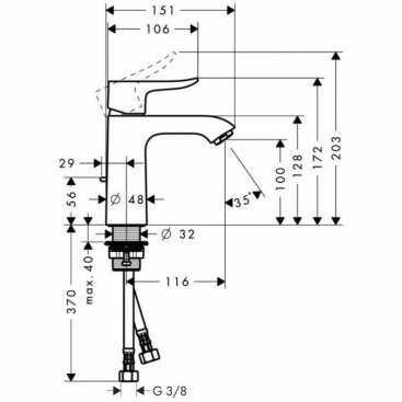 Смеситель для раковины Hansgrohe Metris 110 Low Flow 31203000