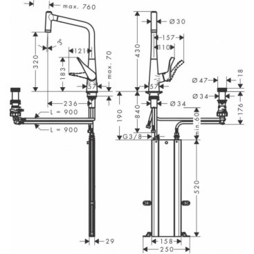 Смеситель для кухни Hansgrohe Metris M71 73806000