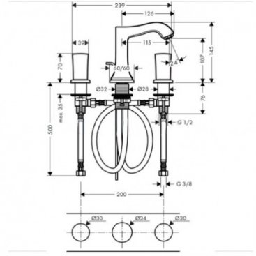 Смеситель для раковины Hansgrohe Metropol Classic 110 31304090