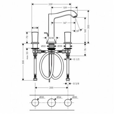 Смеситель для раковины Hansgrohe Metropol Classic 160 31305000