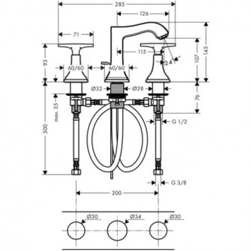 Смеситель для раковины Hansgrohe Metropol Classic 110 31306000