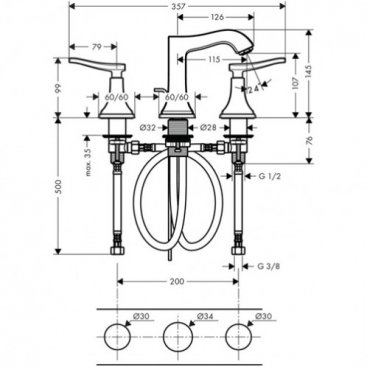 Смеситель для раковины Hansgrohe Metropol Classic 31330000