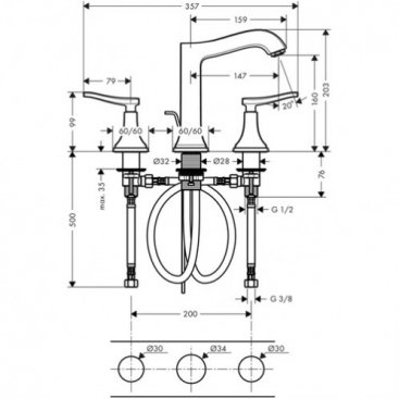 Смеситель для раковины Hansgrohe Metropol Classic 160 31331000