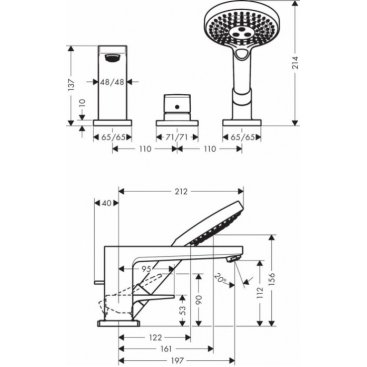 Смеситель на борт ванны Hansgrohe Metropol 32550000