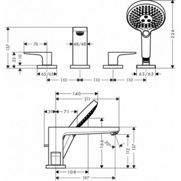 Смеситель на борт ванны Hansgrohe Metropol 32553000