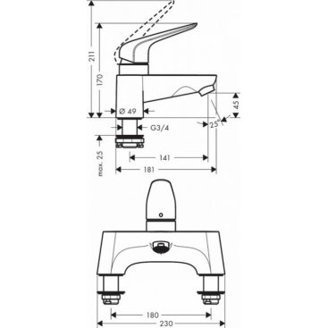 Смеситель на борт ванны Hansgrohe Novus 71043000