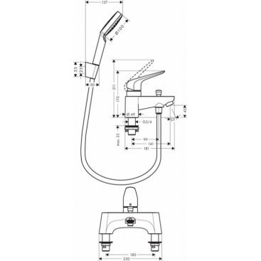 Смеситель на борт ванны Hansgrohe Novus 71044000