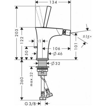 Смеситель для биде Hansgrohe PuraVida 15270000