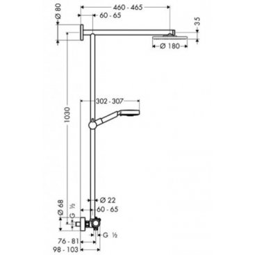 Душевая стойка Hansgrohe Raindance Showerpipe 27165000