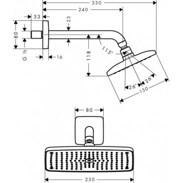 Верхний душ Hansgrohe Raindance E 240 27370000